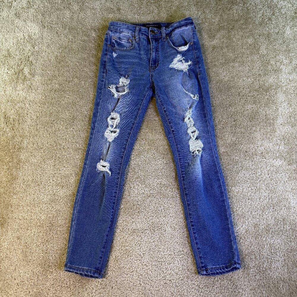Aeropostale Women's Size 4 S High Rise Jegging Denim Jeans Dark Blue Wash F310